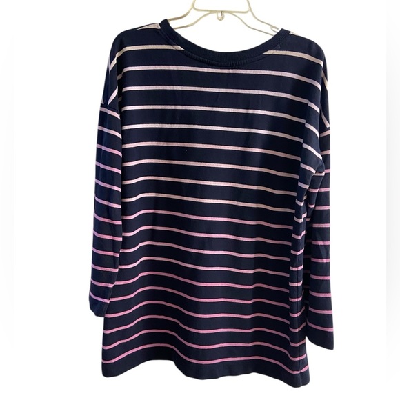 J Jill Fit navy blue striped tunic top crewneck ombré Medium - Picture 2 of 6